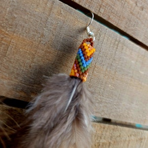 Beaded feather earrings, natural feather earrings, boho feather earrings, Native American feather earrings image 7