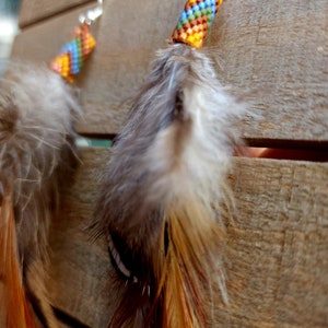 Beaded feather earrings, natural feather earrings, boho feather earrings, Native American feather earrings image 5