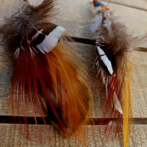 Beaded feather earrings, natural feather earrings, boho feather earrings, Native American feather earrings image 3