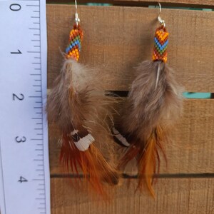 Beaded feather earrings, natural feather earrings, boho feather earrings, Native American feather earrings image 9