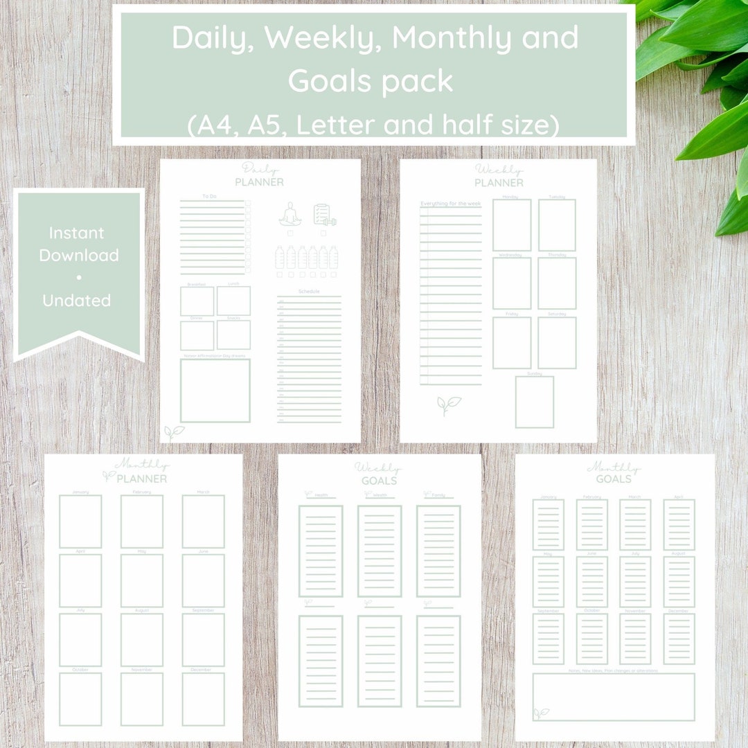 Daily, Weekly, Monthly, Goals,4 Colours ,instant Download,planner ...