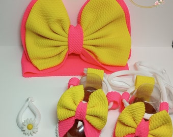 Bandeau pour bébé, bracelet et sandales, sandales pour bébé, cadeau pour bébé fille, bandeau de balle, enveloppement de tête, sandales à balles