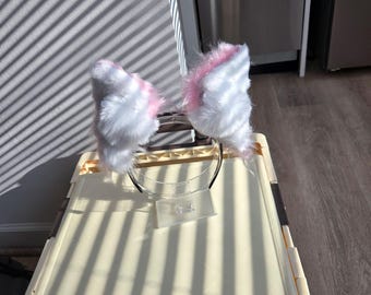 Diadema con orejas de zorro rosa