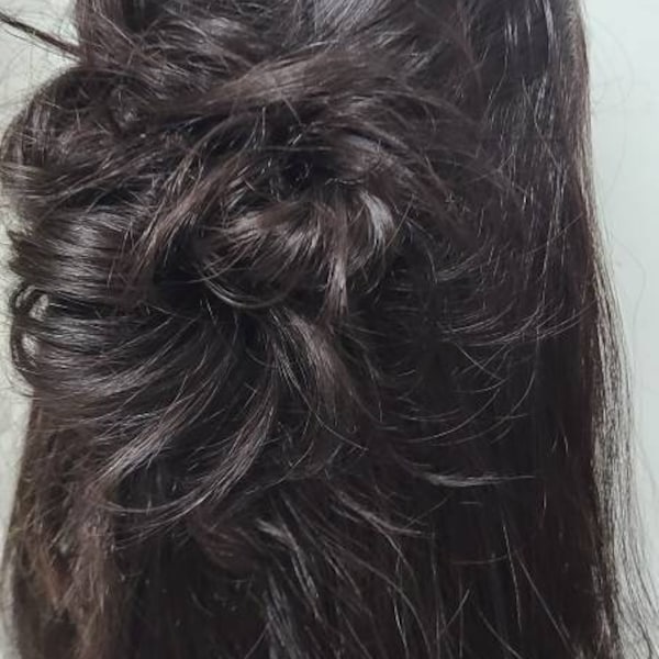 Virgin human hair scrunchie dark brown color 4. Natural hair accessory  to create fun quick and easy elegant  hair styles for any occasion.
