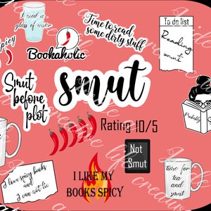 Smut Reading, Digital stickers, spicy rating, Book Journal Stickers, Romance Digital Stickers, Romance Smut Stickers, Goodnotes, Pngs