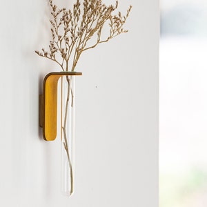 Wall soliflore in wood and glass, Made in France, Soly, Wall decoration, Hanging vase, plant wall,