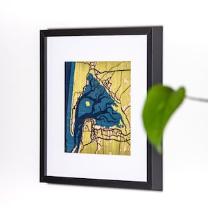 Carte du Bassin d'Arcachon en bois - Décoration murale artisanale et personnalisable, Art 3D, fabriquée en France