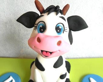 Set 7 Decorazioni Per Torte A Tema Mucca - Per Compleanni, Baby Shower E Feste Per Bambini