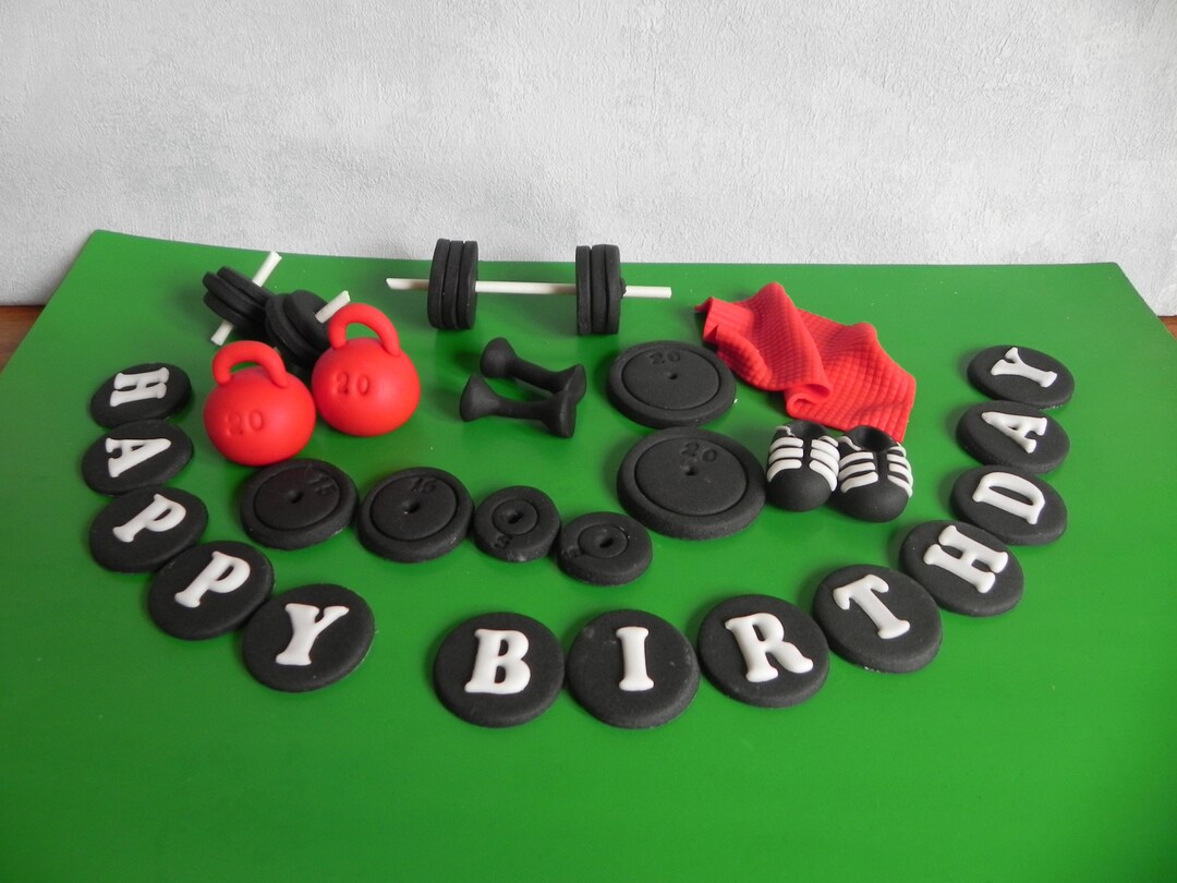 Gym Cake Topper Set Fondant Gym Toppers Gym Cake Fitness - Etsy UK