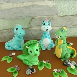 Dinosaur cake topper for birthday cake decorating, dinosaur themed party decor, fondant dinosaur