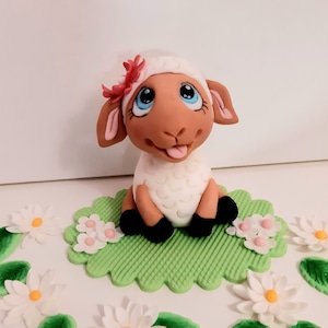 Lamstaarttopper voor verjaardagstaartdecoratie, fondant lamstaarttopper voor paastaartdecoratie