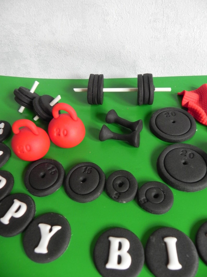 Gym Cake Topper Set Fondant Gym Toppers Gym Cake | Etsy