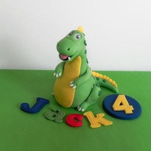 Fondant dinosaur cake topper for kids birthday cake, edible dinosaur cake decoration