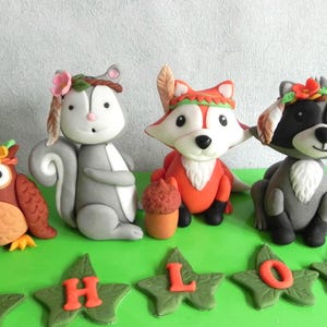 Fondant Woodland Animal Cake Toppers: Boho Birthday Decor