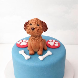 Dog fondant cake topper, Birthday cake decoration, edible figure