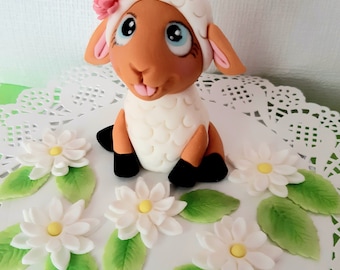 Sheep cake topper for Easter cake decoration for birthday cake decoration with fondant lamb cake topper