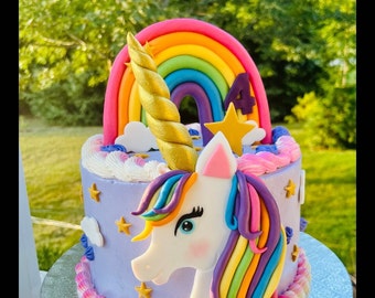 Einhorn Tortendeko Mädchen Geburtstag Torte Deko Einhorn Geburtstag Torte Deko Kommunion Einhorn Mädchen Kinder Torte Deko