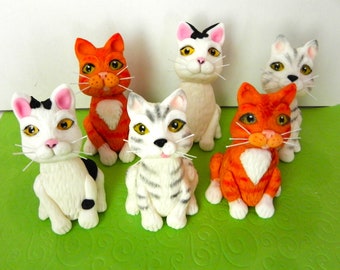 Cat birthday cake decoration for cat themed party  decor with fondant cats