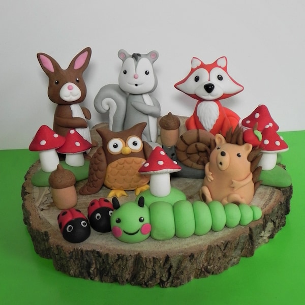 Toppers per torta del bosco/decorazioni per torta di animali fondenti/toppers per animali della foresta