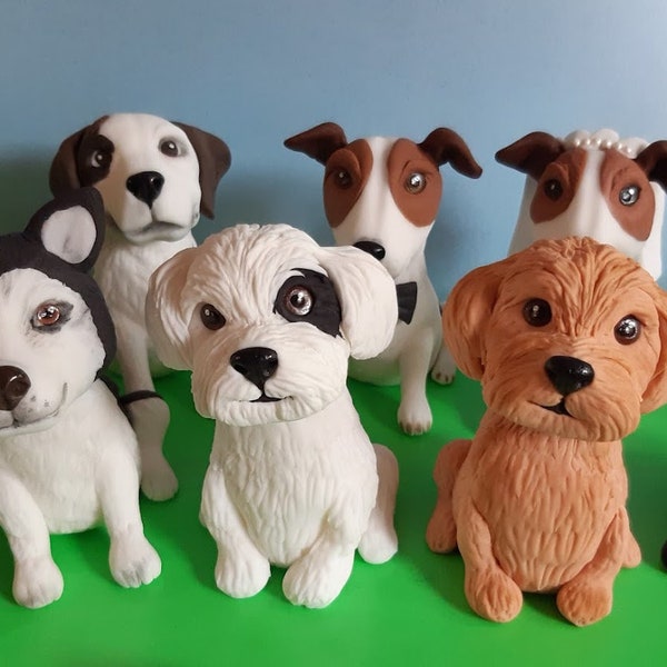 Dog cake topper for birthday cake decorating with fondant dog figure for surprise party decor