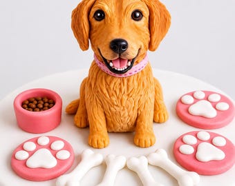 Decorazione personalizzata per torta a forma di cane, decorazione per torta di compleanno a forma di cucciolo, decorazione per torta a forma di cane in pasta di zucchero, decorazione per torta per amanti dei cani, decorazione commestibile per torta a forma di cucciolo