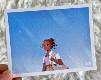 Cozy Summer Art Print - Mini Art Print - Kawaii Wall Art - Cute Artwork - Gift for Artist - Anime Mini Print - Aesthetic Art