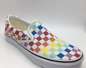 rainbow plaid vans