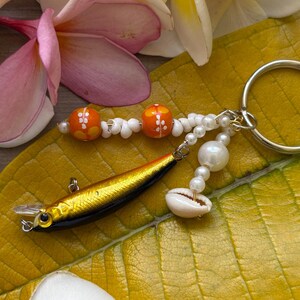 Handmade Fish Keychain – Ocean Gift for Him – Fisherman Key Ring – Coastal Accessory – Fish Bag Charm – Beachy Stocking Stuffer