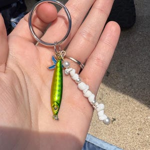 Handmade Fish Keychain – Ocean Gift for Him – Fisherman Key Ring – Coastal Accessory – Fish Bag Charm – Beachy Stocking Stuffer