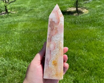 Beautiful Druzy Pink Amethyst Tower