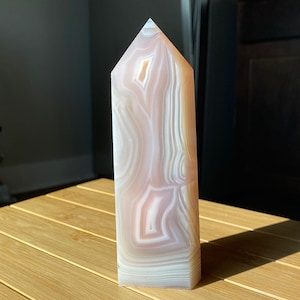 Incredible Pink &quot;Jelly&quot; Agate Tower with Druzy