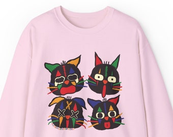 Kidcore Cat Sweatshirt / Kidcore Sweatshirt / Kidcore Clothing / Kidcore Clothes / Kidcore Aesthetic Pullover / Gift For Her / Gift For Him