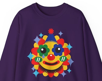 Flower Clown Sweatshirt, Colorful Clowncore Pullover