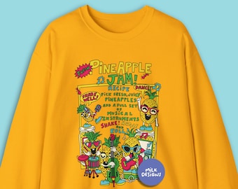 Y2K Pineapple Jam Sweatshirt: Retro Harajuku Pullover