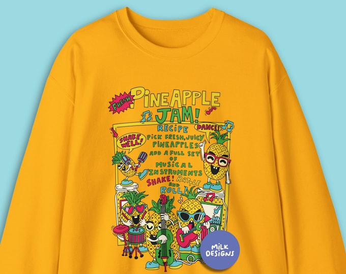 Y2K Aesthetic Pineapple Jam Sweater / Kawaii Sweatshirt / Retro Trendy Sweatshirt / Harajuku / Kawaii Clothing / Gift For Her / Gift For Him