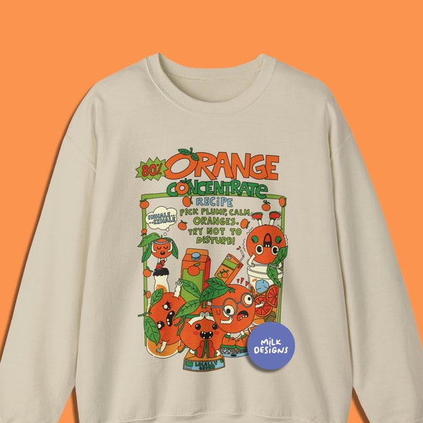 Orange Sweater / Kawaii Aesthetic Sweatshirt / Cute Pullover / Harajuku Fruit Sweatshirt / Retro Cottagecore / Gift For Her / Gift For Him