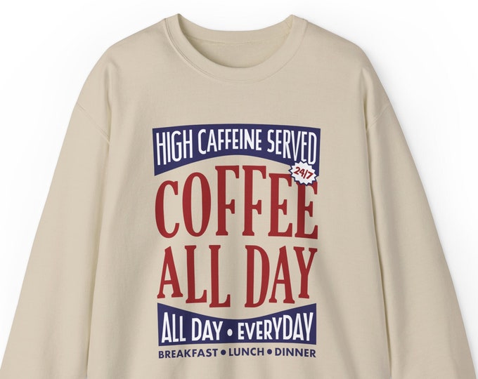 Coffee Sweatshirt / Coffee Lover Pullover / Retro Cafe Sweatshirt / Retro Aesthetic Pullover Sweatshirt / Gift For Her / Gift For Him