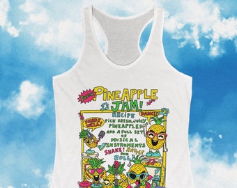 Womens Tank Top / Racerback Tank Top / Pineapple Summer Shirt / Fruit Shirt / Kawaii Clothing / Kawaii Clothes / Gift For Her / Workout Tank