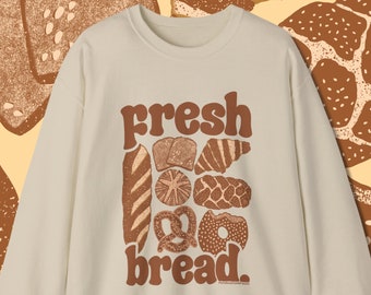 Bread Sweatshirt / Cafe Sweatshirt / Kawaii Sweatshirt / Kawaii Clothing / Bread Print Crewneck Sweatshirt / Gift For Her / Gift For Him