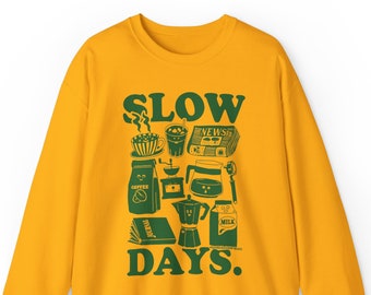Retro Coffee Sweatshirt: Slow Days Pullover