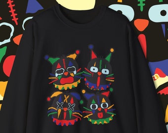 Clown Cats Sweatshirt / Clowncore Sweatshirt / Clowncore Clothing / Kawaii Pullover Sweatshirt / Cute Crewneck / Gift For Her / Gift For Him