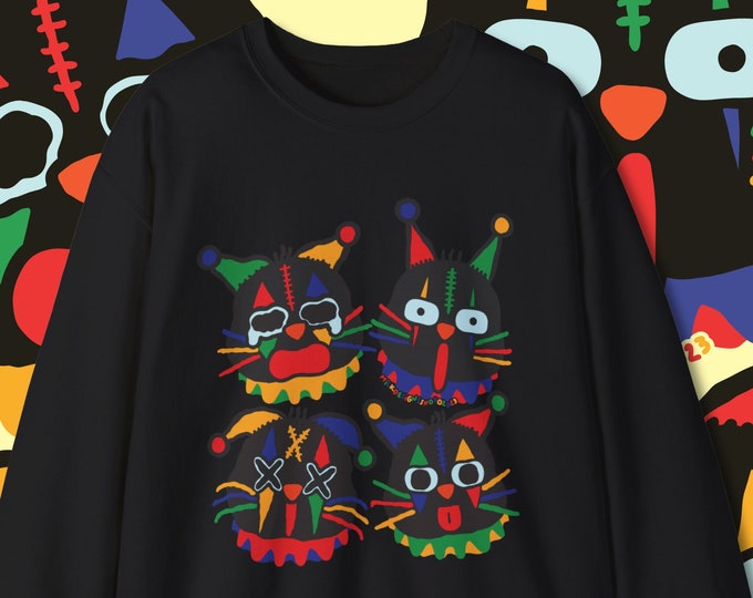 Clown Cats Sweatshirt / Clowncore Sweatshirt / Clowncore Clothing / Kawaii Pullover Sweatshirt / Cute Crewneck / Gift For Her / Gift For Him