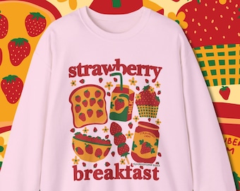 Strawberry Sweatshirt / Cute Kawaii Sweatshirt / Kawaii Clothing / Retro Aesthetic Pullover Sweatshirt / Gift For Her / Gift For Him