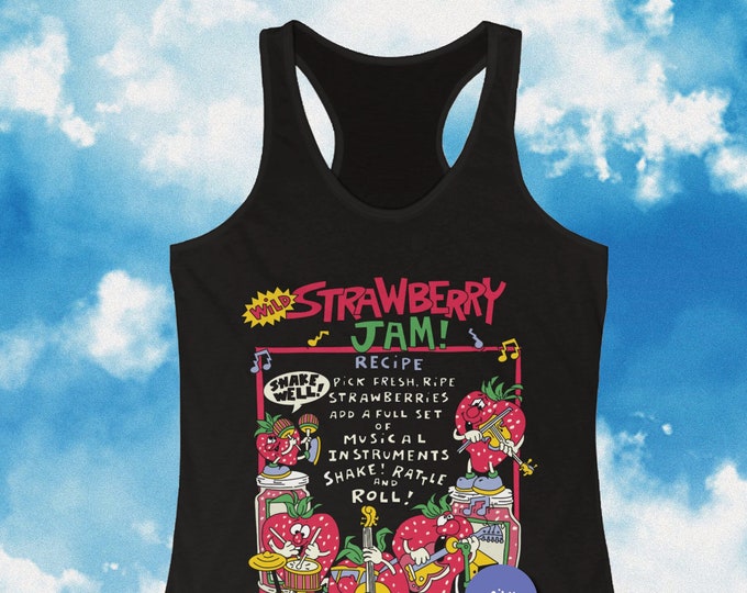 Racerback Womens Tank Top / Strawberry Jam Tanktop / Summer Shirt / Kawaii Clothing / Cute Kawaii Clothes / Gift For Her / Workout Shirt