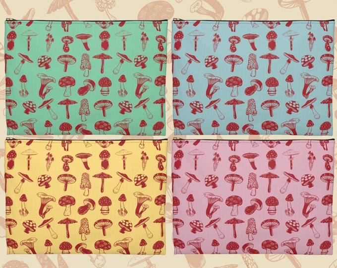 Cottagecore Mushroom Pouch / Mushroom Gift / Mushroom Lover / Mushroom Pattern / Pencil Bag Organizer Pouch / Cute Aesthetic Pouch Bag