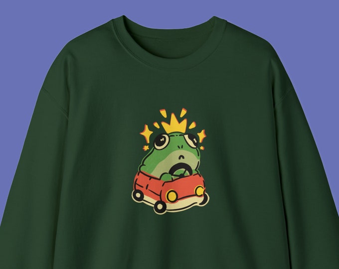 Frog Sweatshirt - Unisex / Cute Sweaters / Y2K Aesthetic Clothing / Frogs Pullover / Kidcore Sweatshirt Frogcore Aesthetic