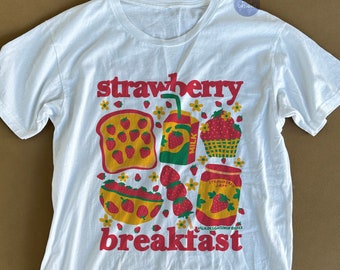 Strawberry Breakfast Tee / Strawberry Shirt / Retro T Shirt / Cute Kawaii Strawberry Shirt / Kawaii Clothing / Gift For Her / Gift For Him