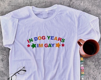 In Dog Years I'm Gay Shirt: Funny LGBT Meme Tee