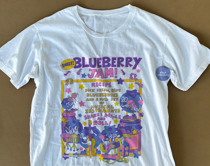 Kawaii Blueberry Jam Tee / Cute Blueberry TShirt / Kawaii Aesthetic Pastel / Kidcore Clothing / Kidcore Shirt / Gift For Her / Gift For Him
