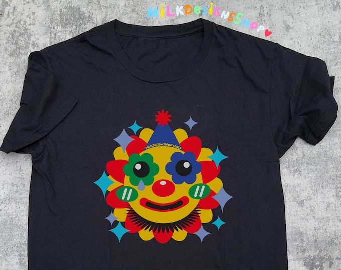 Clown Flower Tee / Clowncore Aesthetic Shirt / Clowncore Clothing / Cute Flower Clown TShirt / Cute Gift For Her / Cute Gift For Him